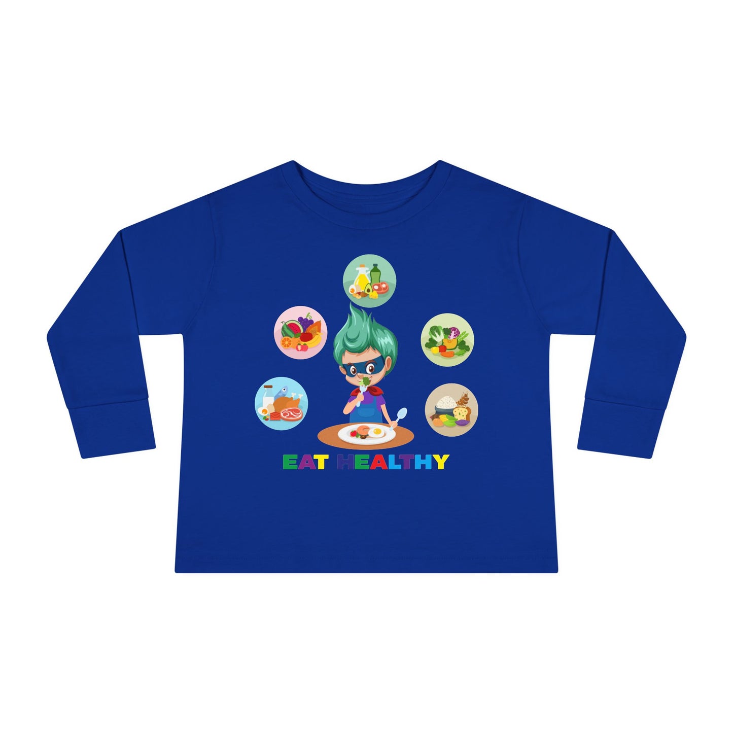 Toddler Long Sleeve Tee - Supper kiddo showing healthy food to eat - [[{"value":"Wonderwear Kid"}]]
