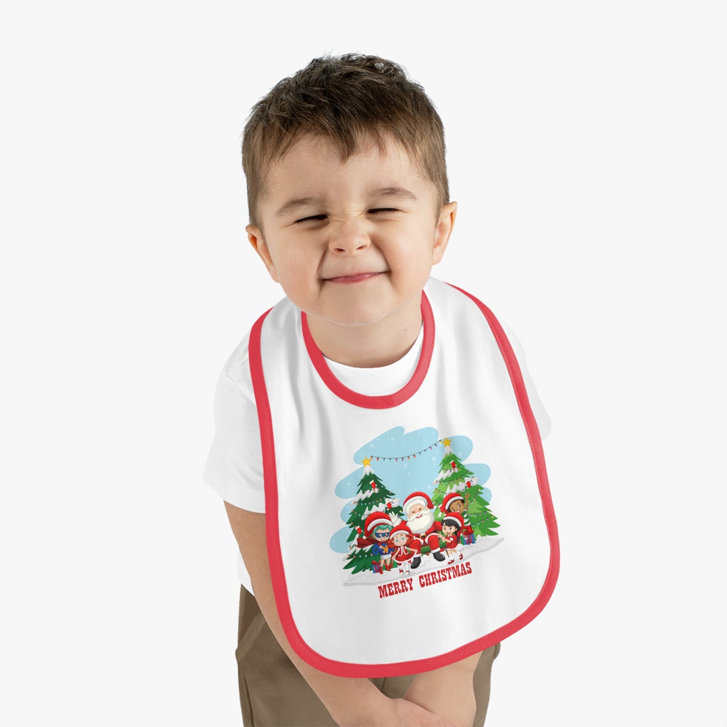 Baby Bib - Super kiddo with santa claus Merry christmas