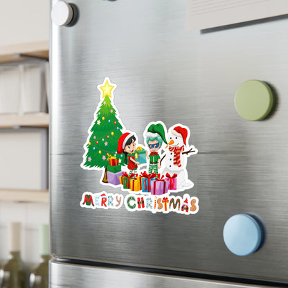 Christmas Kiss-Cut Vinyl Decals – Super kiddo preparing gifts - [[{"value":"Wonderwear Kid"}]]