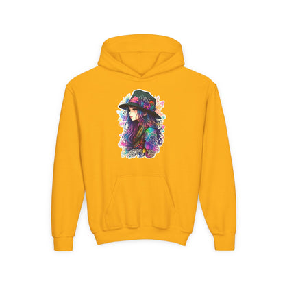 Youth Heavy Blend Hooded Sweatshirt - Beautiful Bohemian Floral Printify