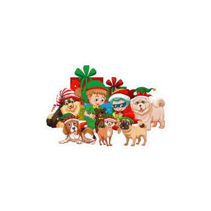 Christmas Kiss-Cut Vinyl Decals – Christmas with super kiddo pet friends without text - [[{"value":"Wonderwear Kid"}]]