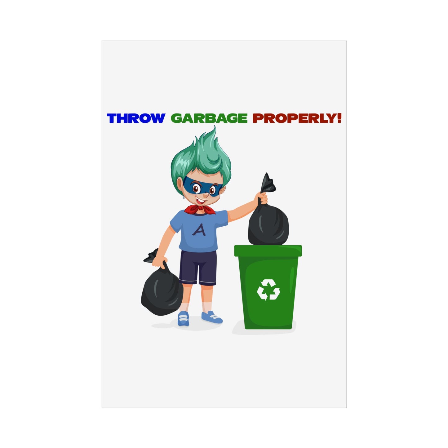 Rolled Posters - Super kiddo taking trash out - [[{"value":"Wonderwear Kid"}]]