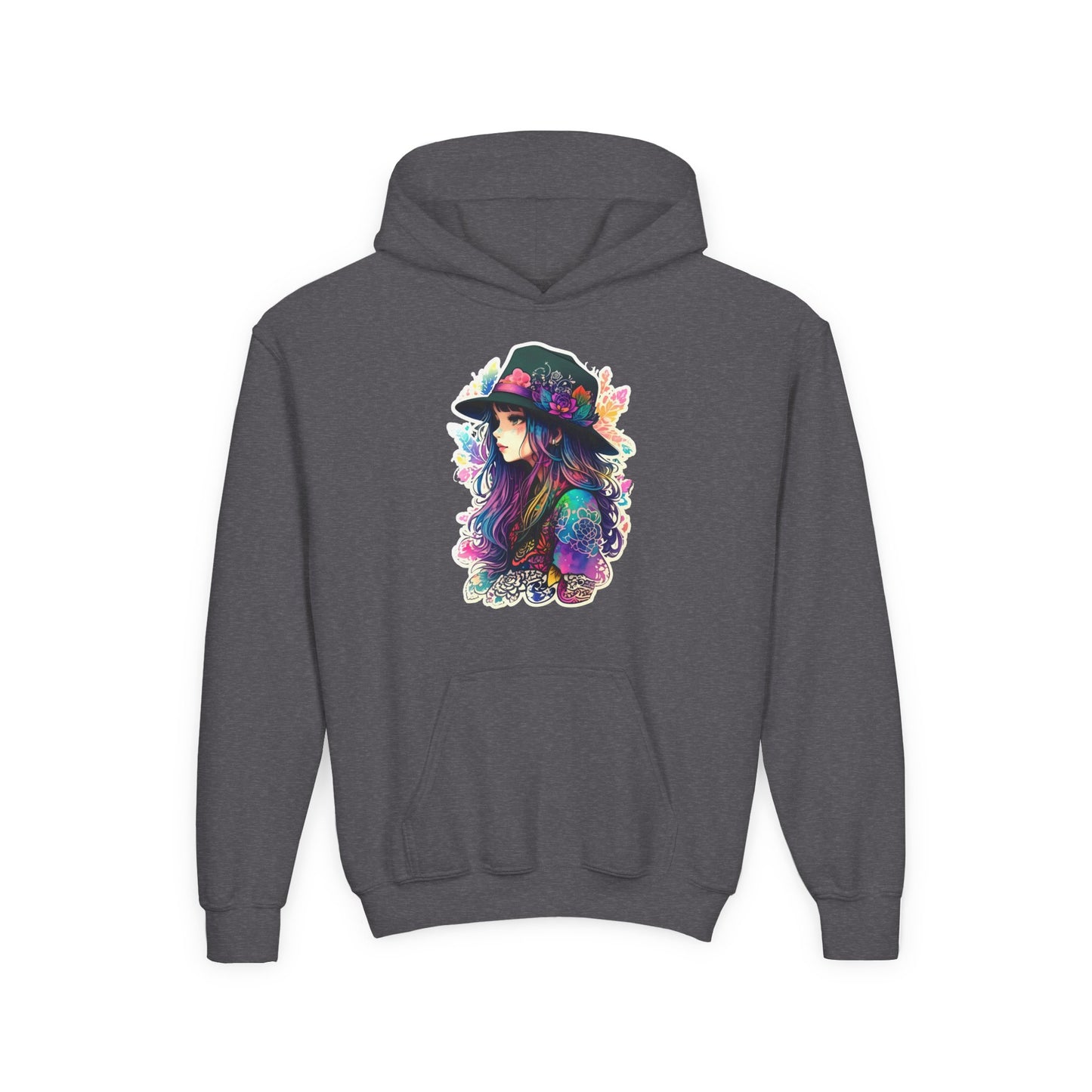 Youth Heavy Blend Hooded Sweatshirt - Beautiful Bohemian Floral