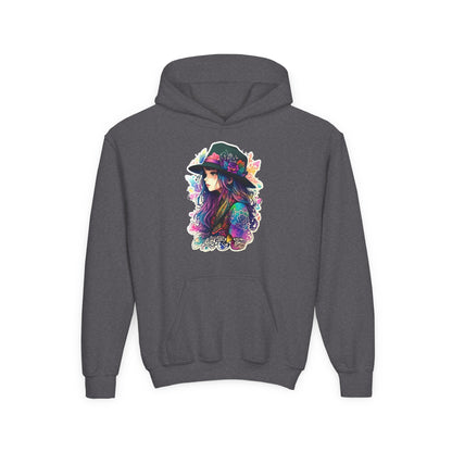 Youth Heavy Blend Hooded Sweatshirt - Beautiful Bohemian Floral Printify