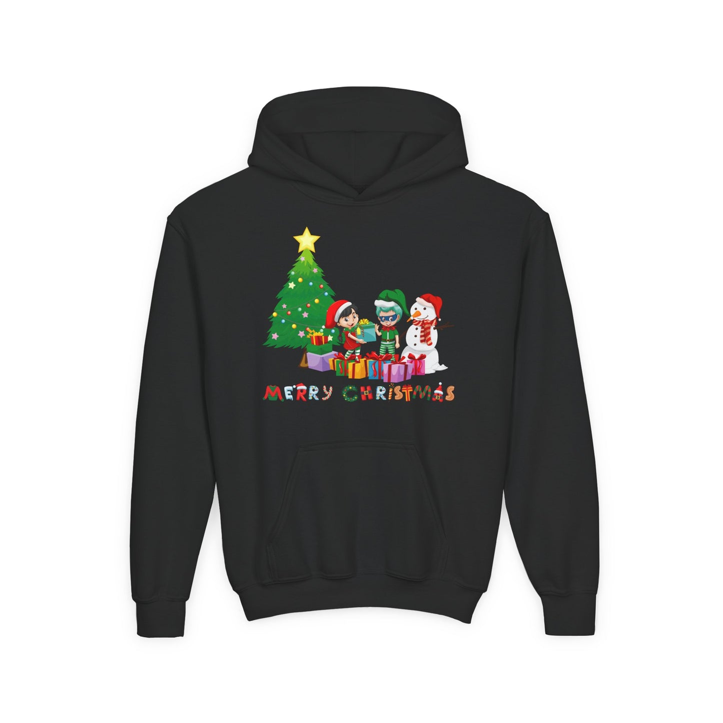 Youth Heavy Blend Hooded Sweatshirt - Super kiddo preparing gifts