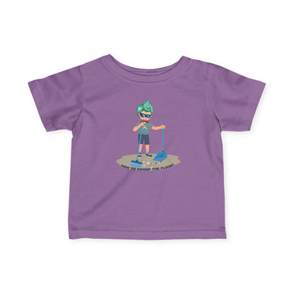 Infant Fine Jersey Tee - Super kiddo sweeping floor - [[{"value":"Wonderwear Kid"}]]