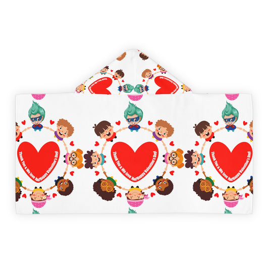 Kids' cute hooded towel- Cute heart designs for valentines - [[{"value":"Wonderwear Kid"}]]