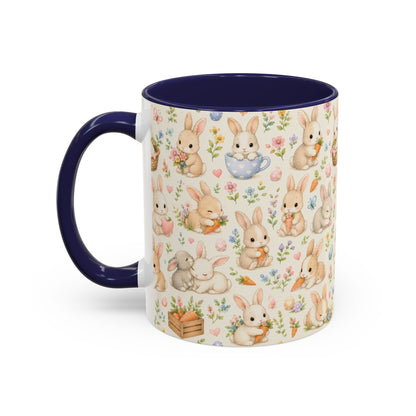 Accent Coffee Mug  (11/15 oz) - Pastel Bunny Garden Easter