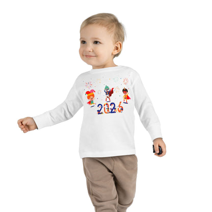 Toddler Long Sleeve Tee - Super kiddo and other hero - [[{"value":"Wonderwear Kid"}]]
