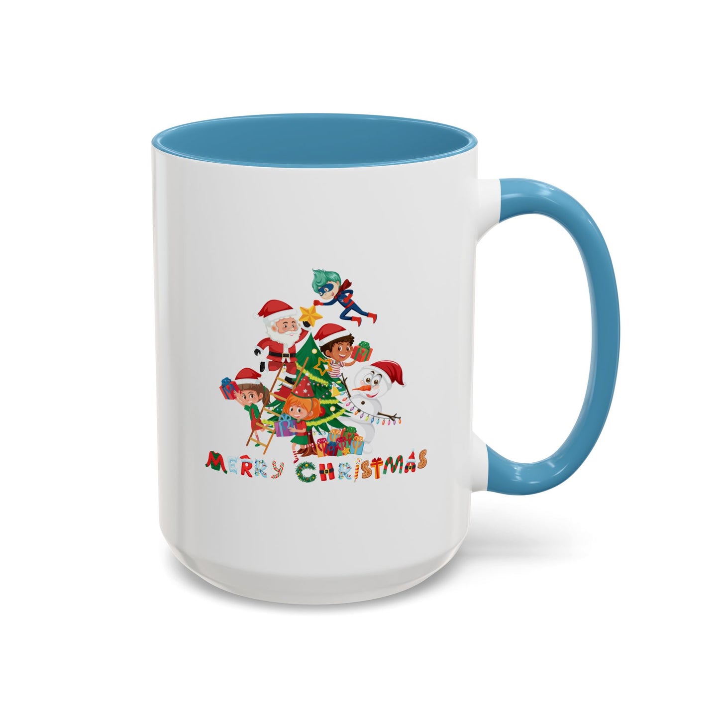 Accent Coffee Mug - Super kiddo making christmas tree with text