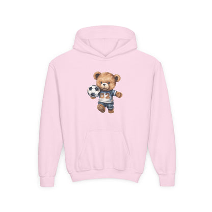 Kids Soccer Bear Hoodie Printify