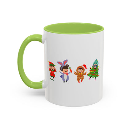 Accent Coffee Mug - Super kiddo in christmas tree attire - [[{"value":"Wonderwear Kid"}]]