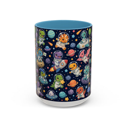 Accent Coffee Mug (11/15 oz) - Cute Dinosaur Astronaut Space