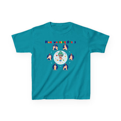 Kids Heavy Cotton™ Tee - Super kiddo how to wash hand properly - [[{"value":"Wonderwear Kid"}]]