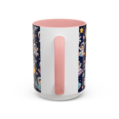 Accent Coffee Mug  (11/15 oz) - Kawaii Astronauts in a Starry Space Adventure