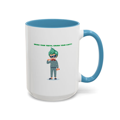 Accent Coffee Mug - Super kiddo brushing teeth - [[{"value":"Wonderwear Kid"}]]