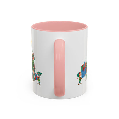 Accent Coffee Mug - Super kiddo putting gifts on christmas tree - [[{"value":"Wonderwear Kid"}]]