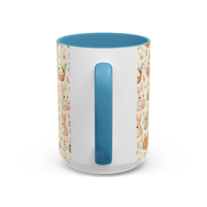 Accent Coffee Mug  (11/15 oz) - Pastel Bunny Garden Easter