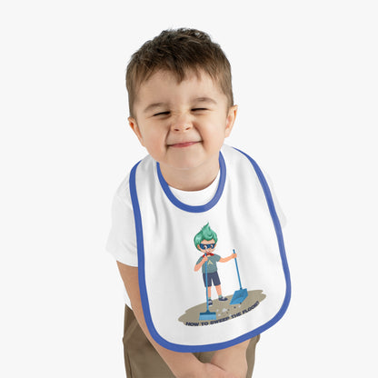 Baby Bib - Super kiddo sweeping floor - [[{"value":"Wonderwear Kid"}]]