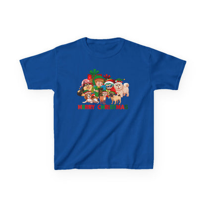 Kids Heavy Cotton™ Tee - Christmas with super kiddo pet friends with text - [[{"value":"Wonderwear Kid"}]]