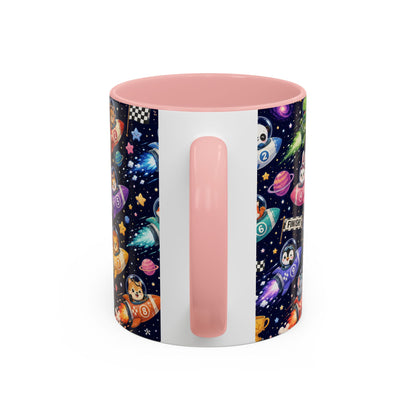 Accent Coffee Mug (11/15 oz) - Kawaii Cosmic Animal Rocket Race