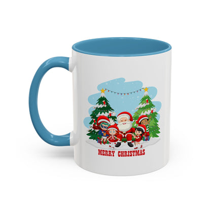 Accent Coffee Mug - Super kiddo with santa claus Merry christmas - [[{"value":"Wonderwear Kid"}]]