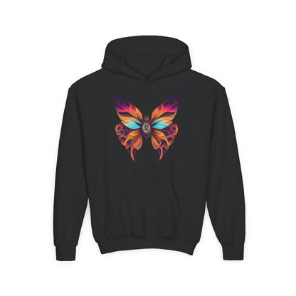 Youth Heavy Blend Hooded Sweatshirt - beautiful butterfly Printify