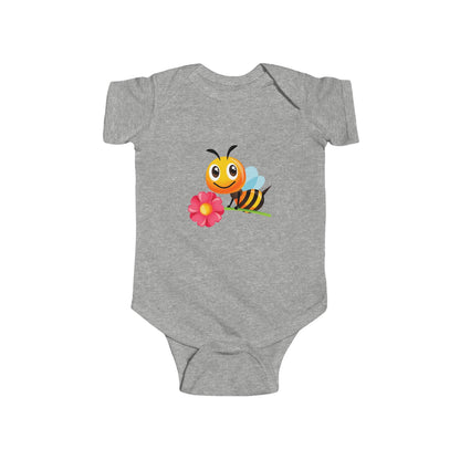 Baby Bee Bodysuit - Red Flower Infant Onesie Printify