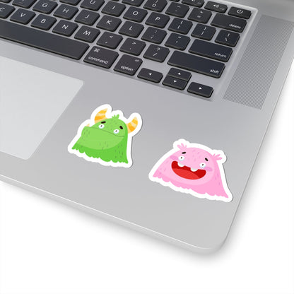 Kiss-Cut Vinyl Decals - Green and pink monsters Printify
