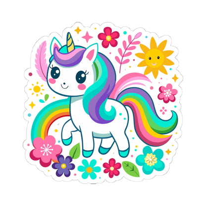 Kiss-cut Stickers - Unicorn with Flower Printify