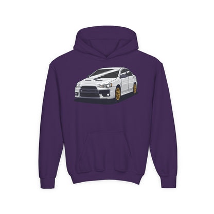 Youth Heavy Blend Hooded Sweatshirt - White car Printify