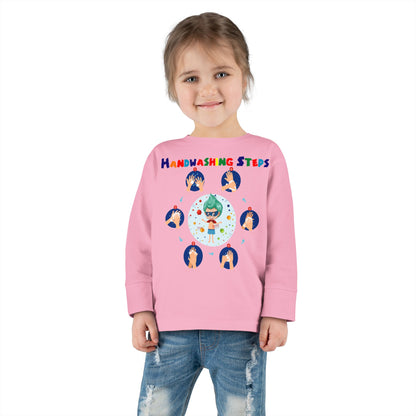 Toddler Long Sleeve Tee - Super kiddo how to wash hand properly - [[{"value":"Wonderwear Kid"}]]