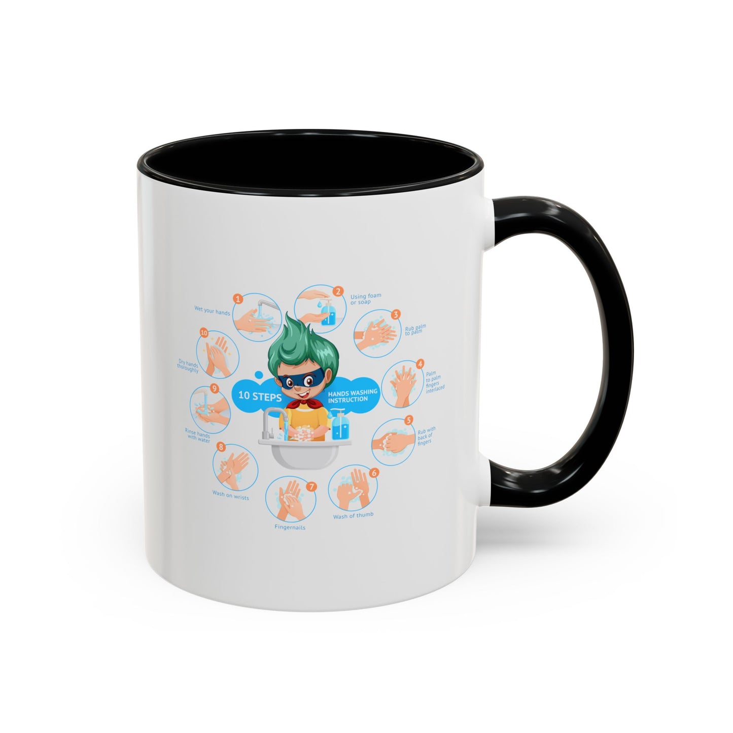 Accent Coffee Mug - Super kiddo hand washing steps