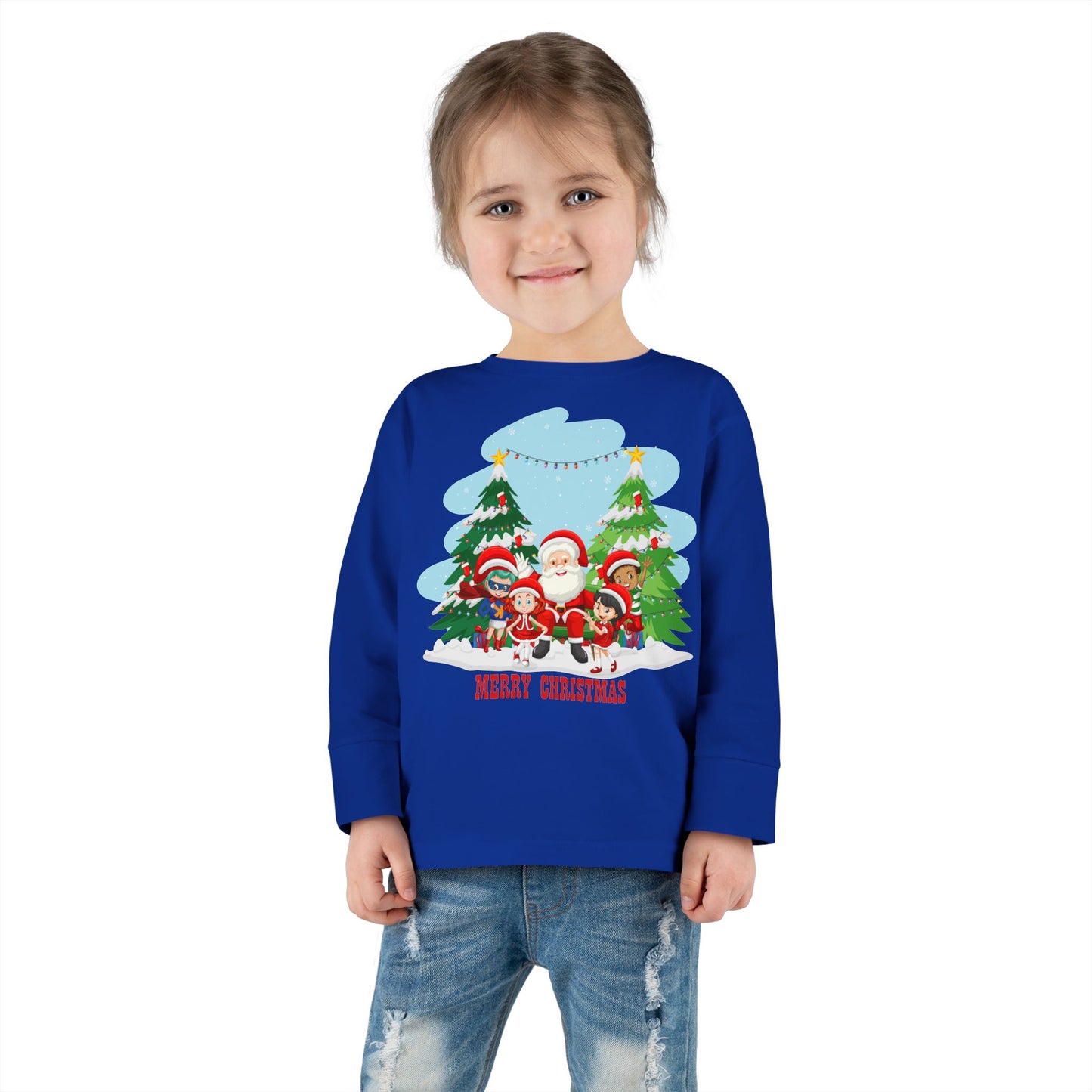 Toddler Long Sleeve Tee - Super kiddo with santa claus Merry christmas - [[{"value":"Wonderwear Kid"}]]