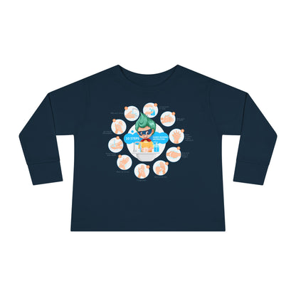Toddler Long Sleeve Tee - Super kiddo hand washing steps - [[{"value":"Wonderwear Kid"}]]