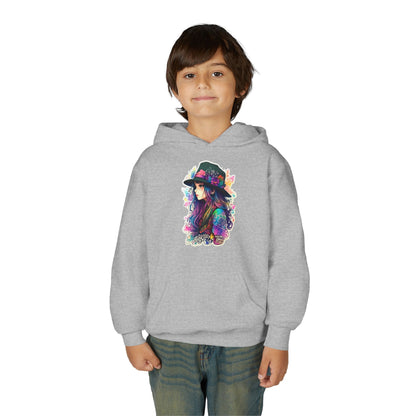 Youth Heavy Blend Hooded Sweatshirt - Beautiful Bohemian Floral Printify