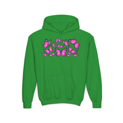 Youth Heavy Blend Hooded Sweatshirt -  Beautiful purple monarch Printify