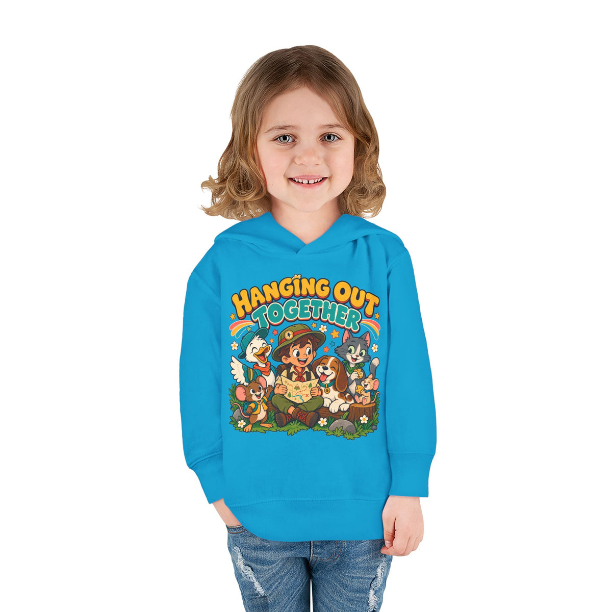 Toddler Hoodie — Retro Friends Hanging Out Together
