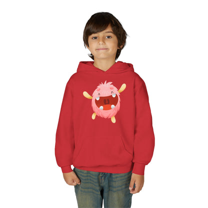 Youth Heavy Blend Hooded Sweatshirt - Baby pink monster Printify