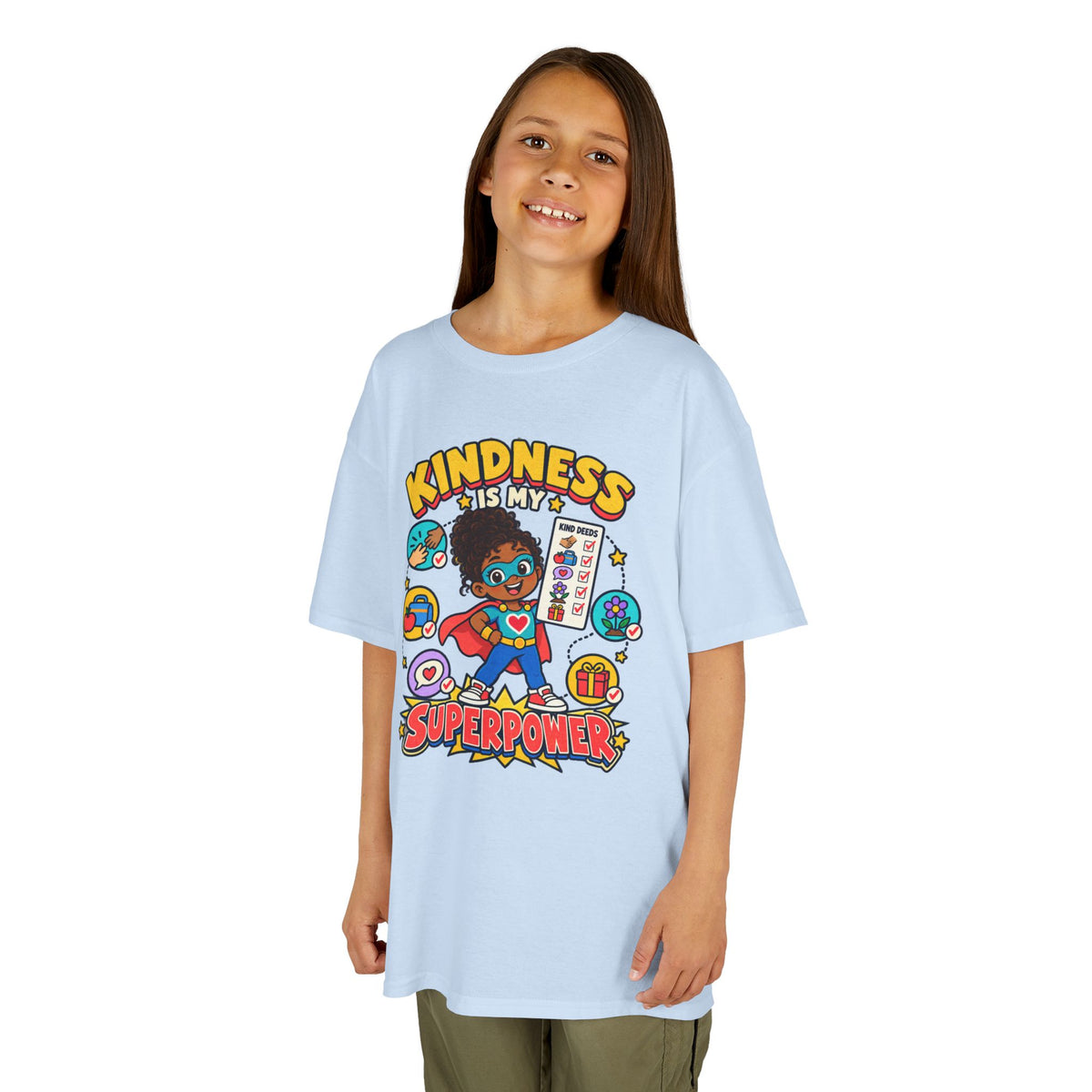 Kids Heavy Cotton™ Tee - Kindness Is My Superpower