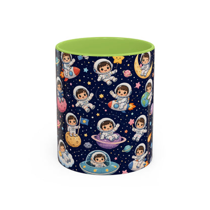 Accent Coffee Mug  (11/15 oz) - Kawaii Astronauts in a Starry Space Adventure