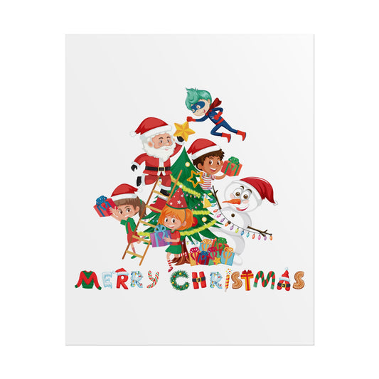 Rolled Posters - Super kiddo making christmas tree with text - [[{"value":"Wonderwear Kid"}]]