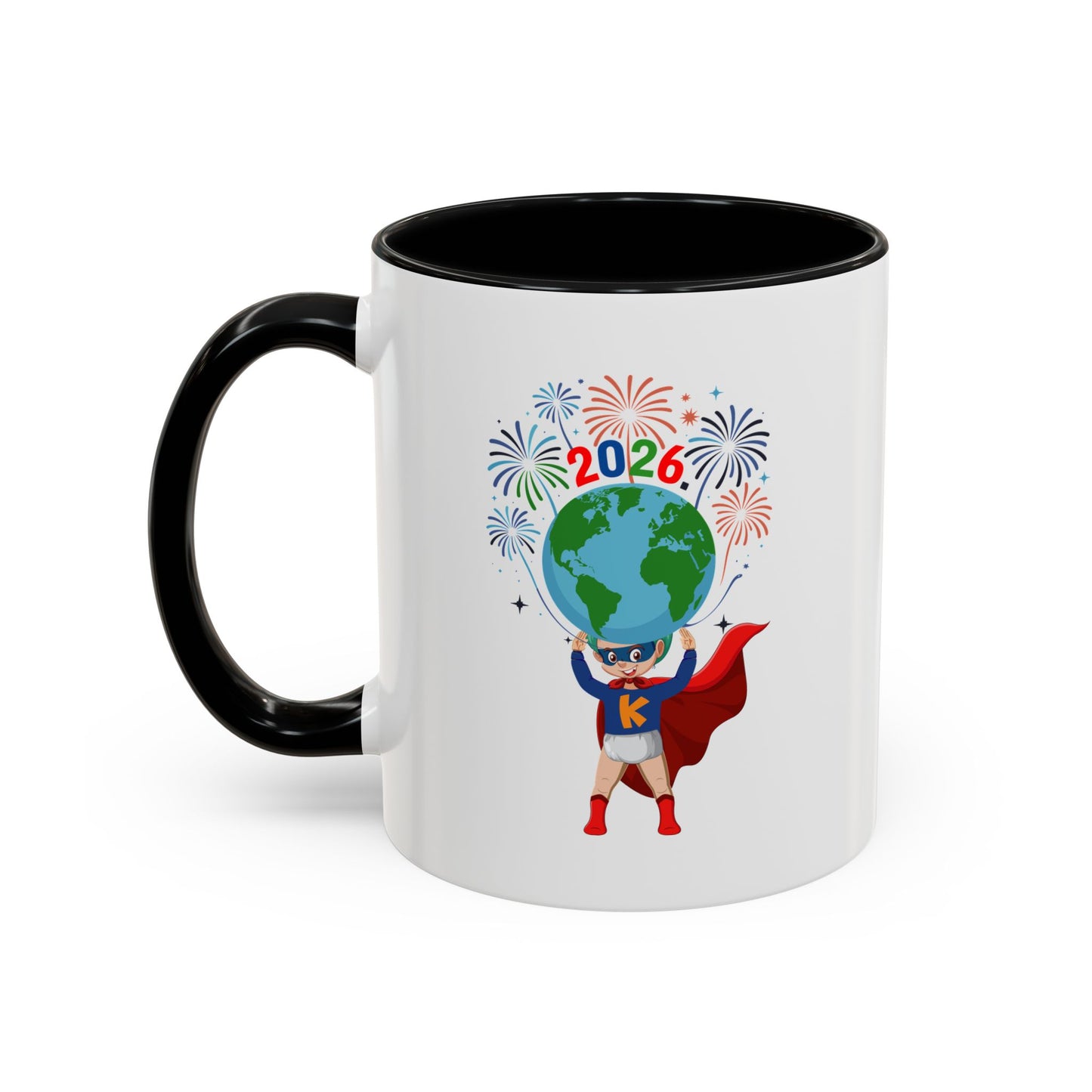Accent Coffee Mug - Super kiddo holding globe