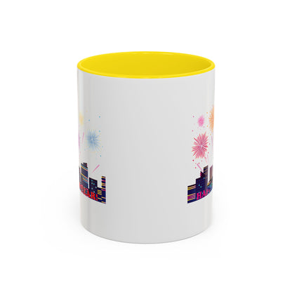 Accent Coffee Mug - Super kiddo with fireworks with text - [[{"value":"Wonderwear Kid"}]]