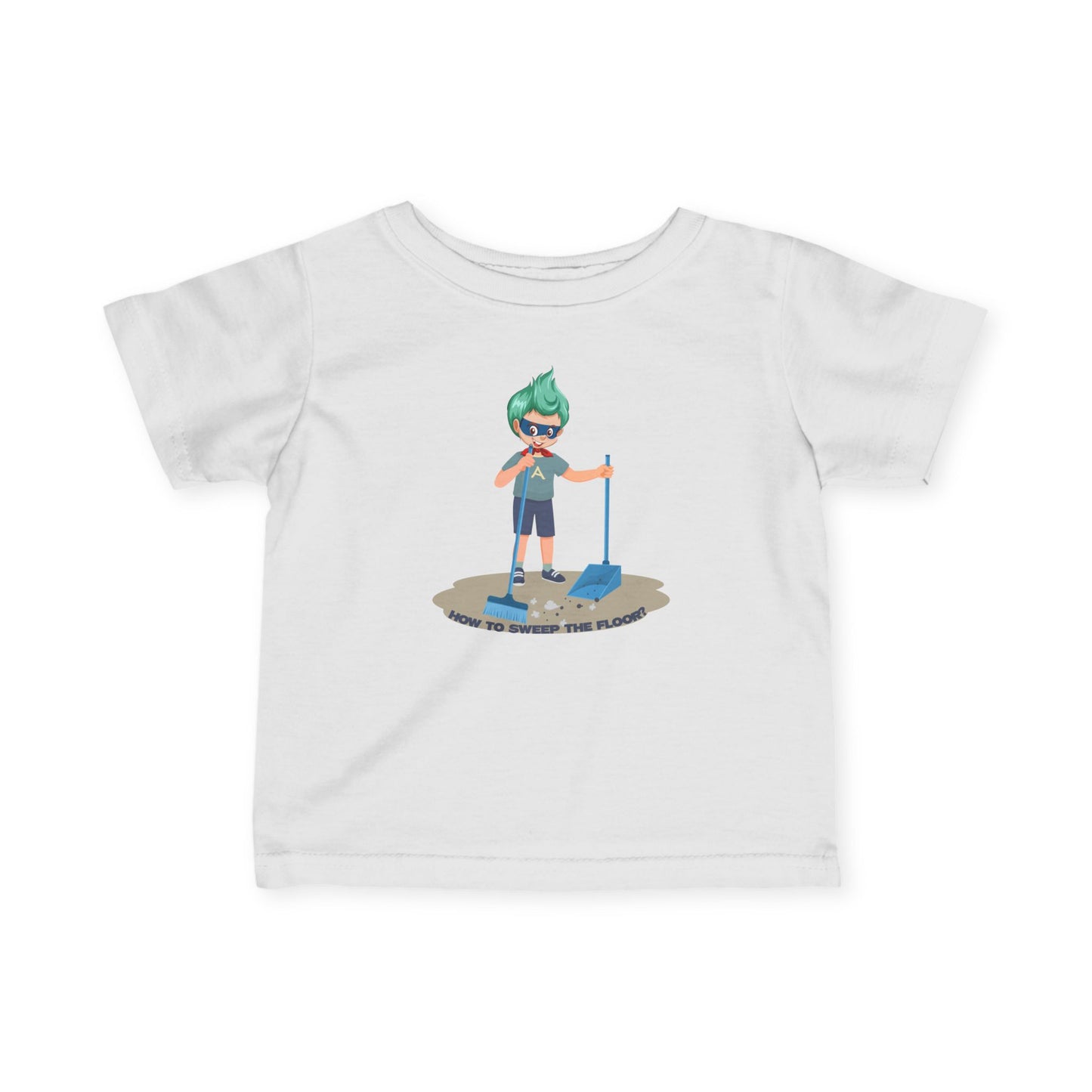 Infant Fine Jersey Tee - Super kiddo sweeping floor - [[{"value":"Wonderwear Kid"}]]