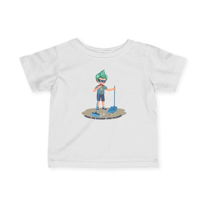 Infant Fine Jersey Tee - Super kiddo sweeping floor - [[{"value":"Wonderwear Kid"}]]