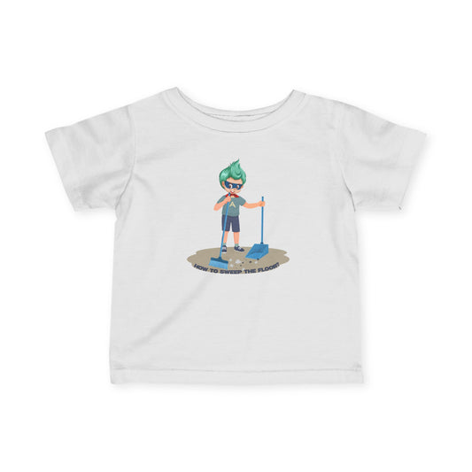 Infant Fine Jersey Tee - Super kiddo sweeping floor - [[{"value":"Wonderwear Kid"}]]