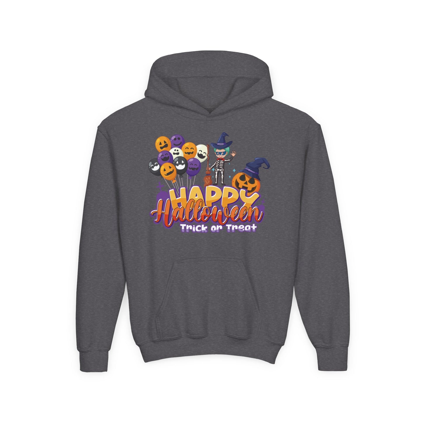 Youth Heavy Blend Hooded Sweatshirt - Happy halloween trick or treat