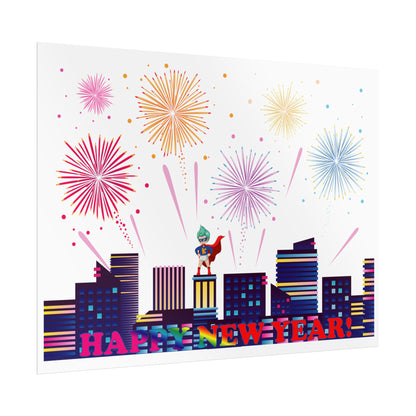 Rolled Posters - Super kiddo with fireworks with text - [[{"value":"Wonderwear Kid"}]]
