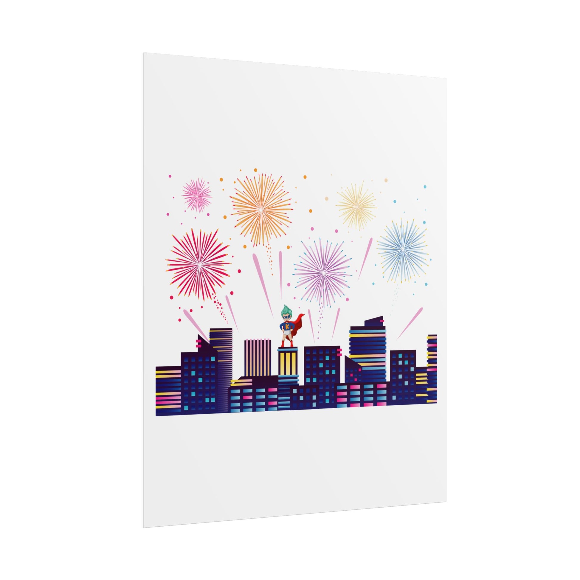 Rolled Posters - Super kiddo with fireworks - [[{"value":"Wonderwear Kid"}]]